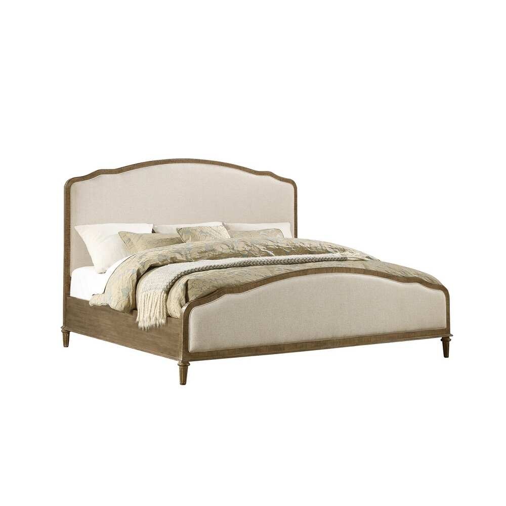 ZYRA - Victorian Style Walnut Brown & Beige King-Size Bed