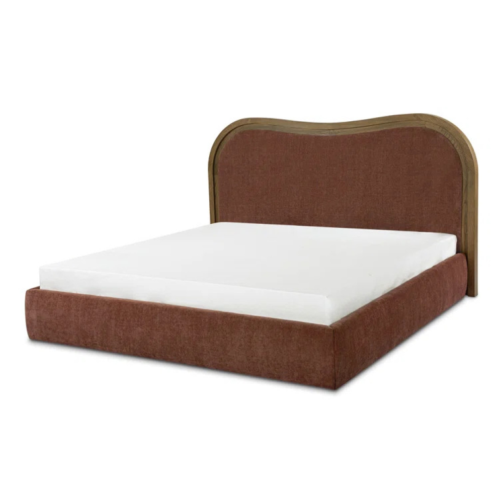 NUVE - Wave Styled Rustic Orange & Brown King Size Bed - Image 2