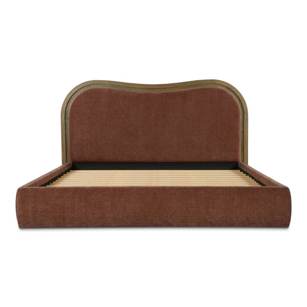 NUVE - Wave Styled Rustic Orange & Brown King Size Bed - Image 4