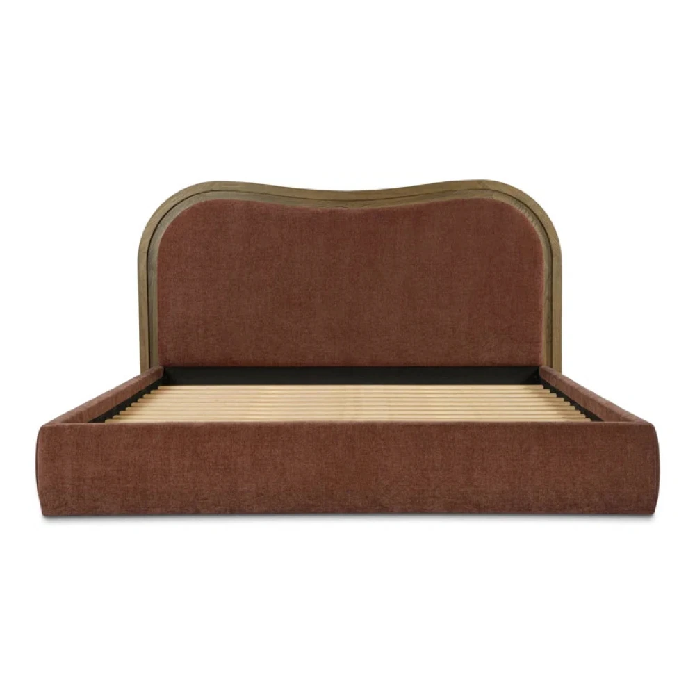 NUVE - Wave Styled Rustic Orange & Brown King Size Bed - Image 4