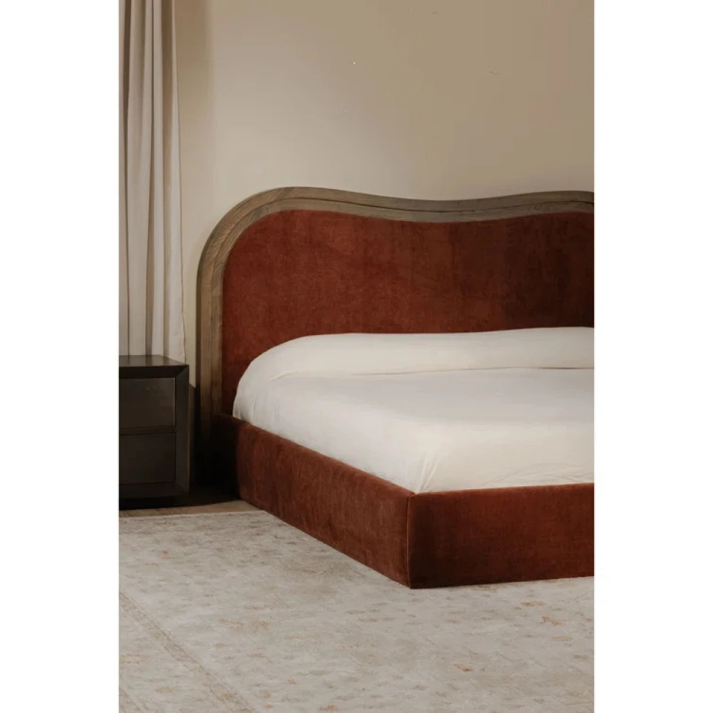 NUVE - Wave Styled Rustic Orange & Brown King Size Bed - Image 5