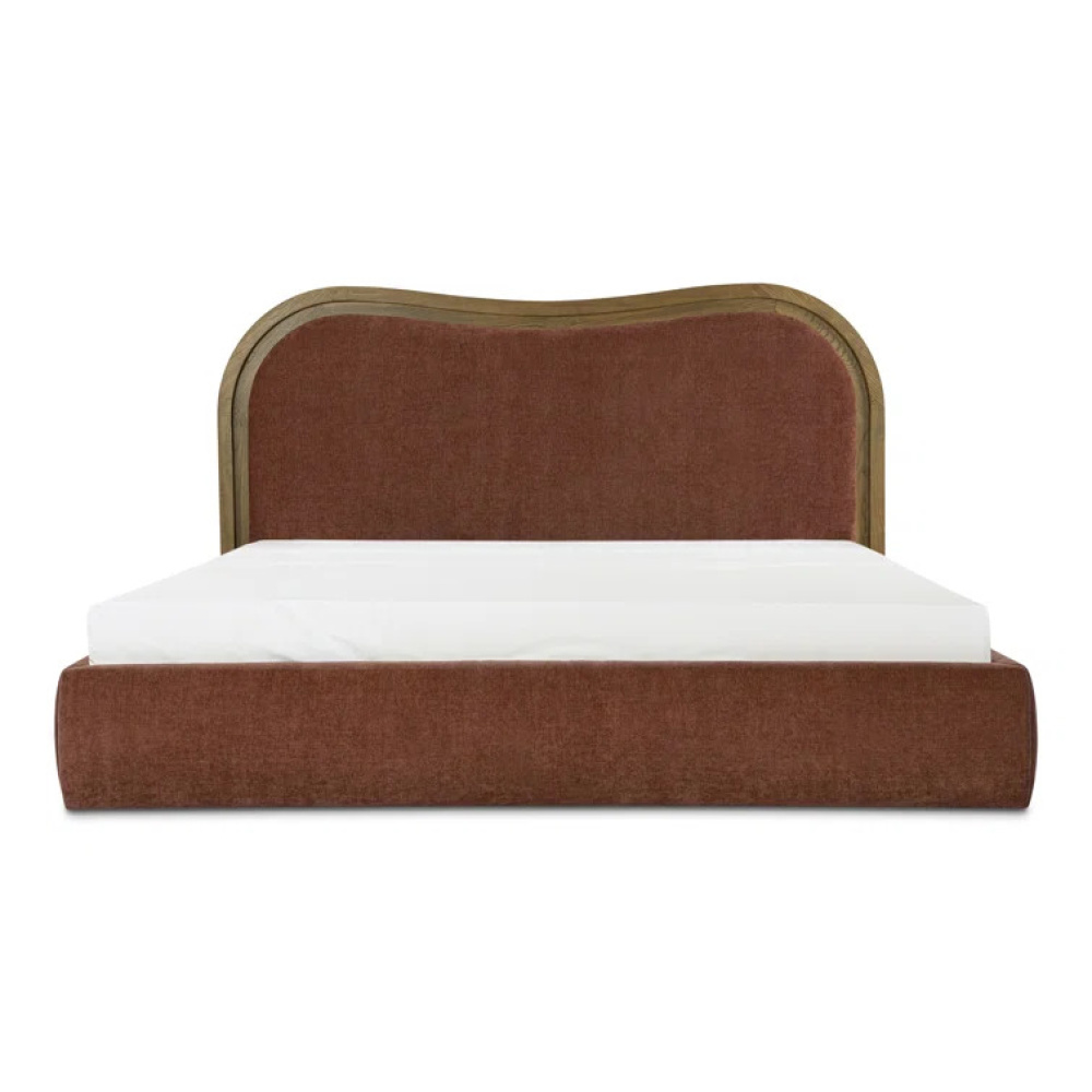 NUVE - Wave Styled Rustic Orange & Brown King Size Bed