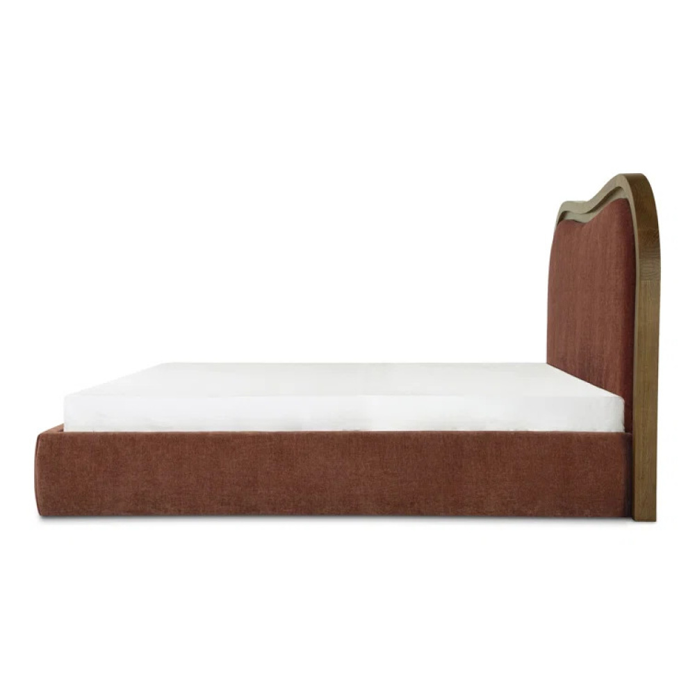 NUVE - Wave Styled Rustic Orange & Brown King Size Bed - Image 3
