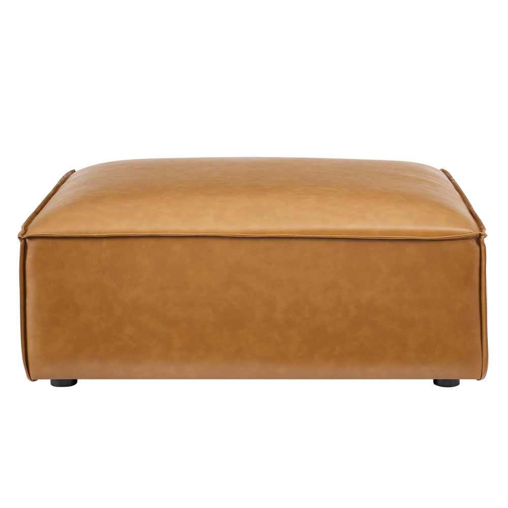 TANNIC - Minimalist Design Square Brown Leatherite  Ottoman Stool