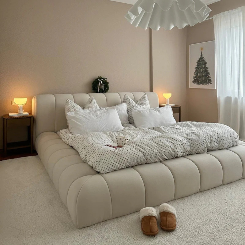 VELTO - Light Beige King Size Bubble Bed