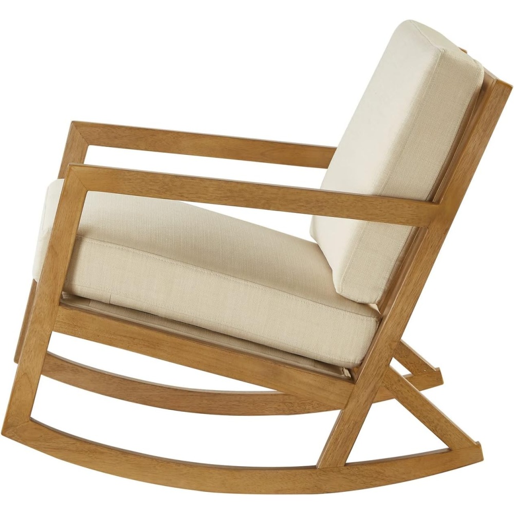 WISP - Classic Style Medium Brown & Off-White Rocking Chair - Image 4