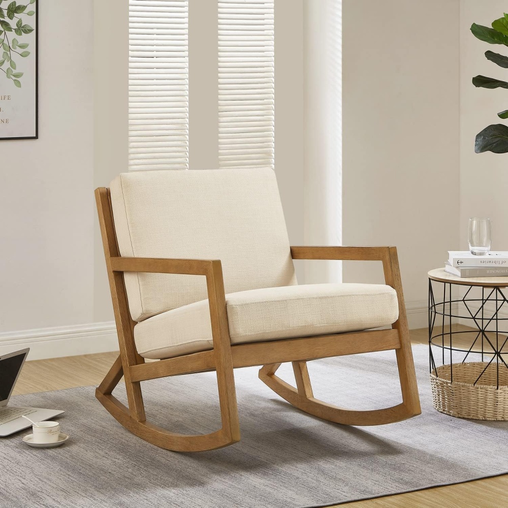 WISP - Classic Style Medium Brown & Off-White Rocking Chair