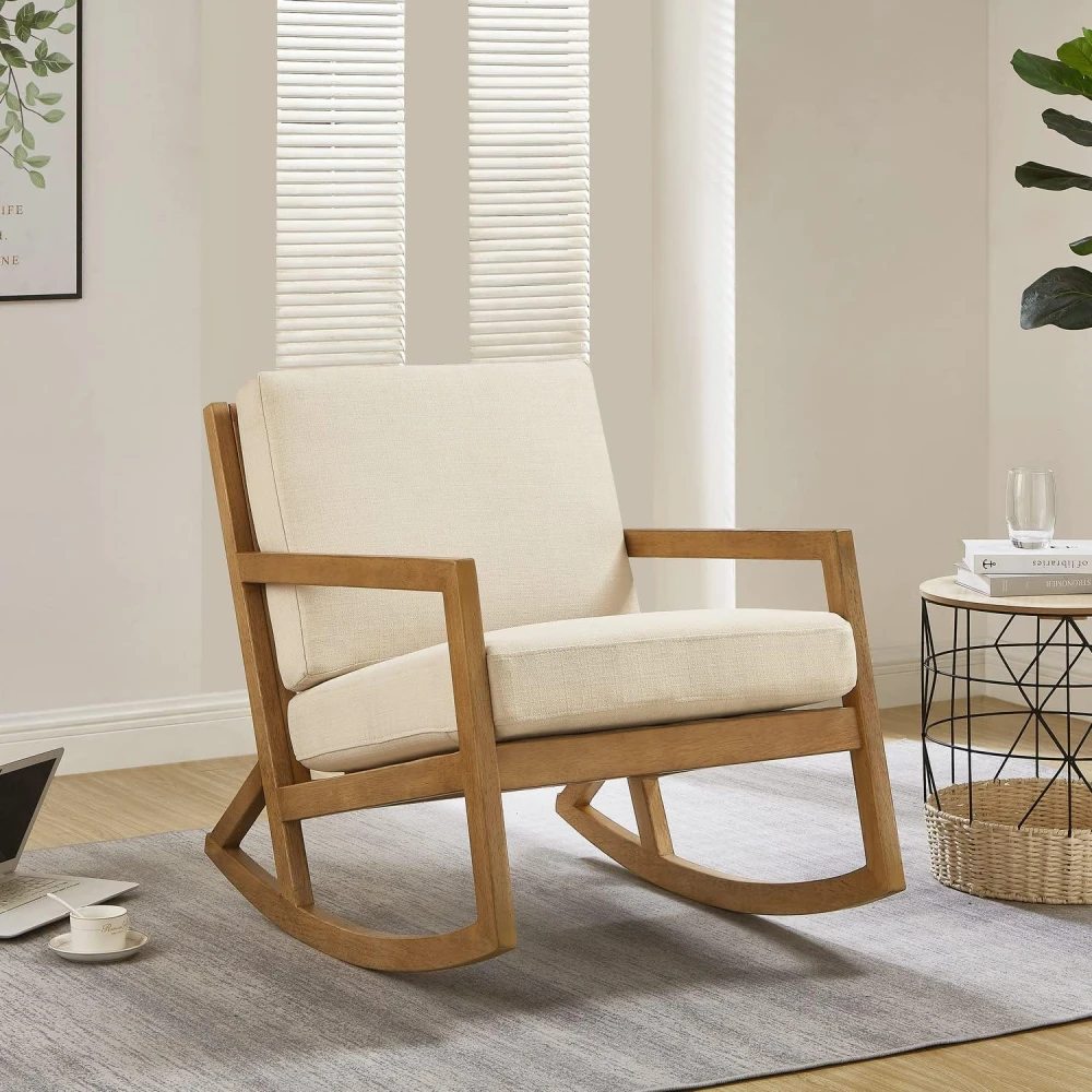 WISP - Classic Style Medium Brown & Off-White Rocking Chair