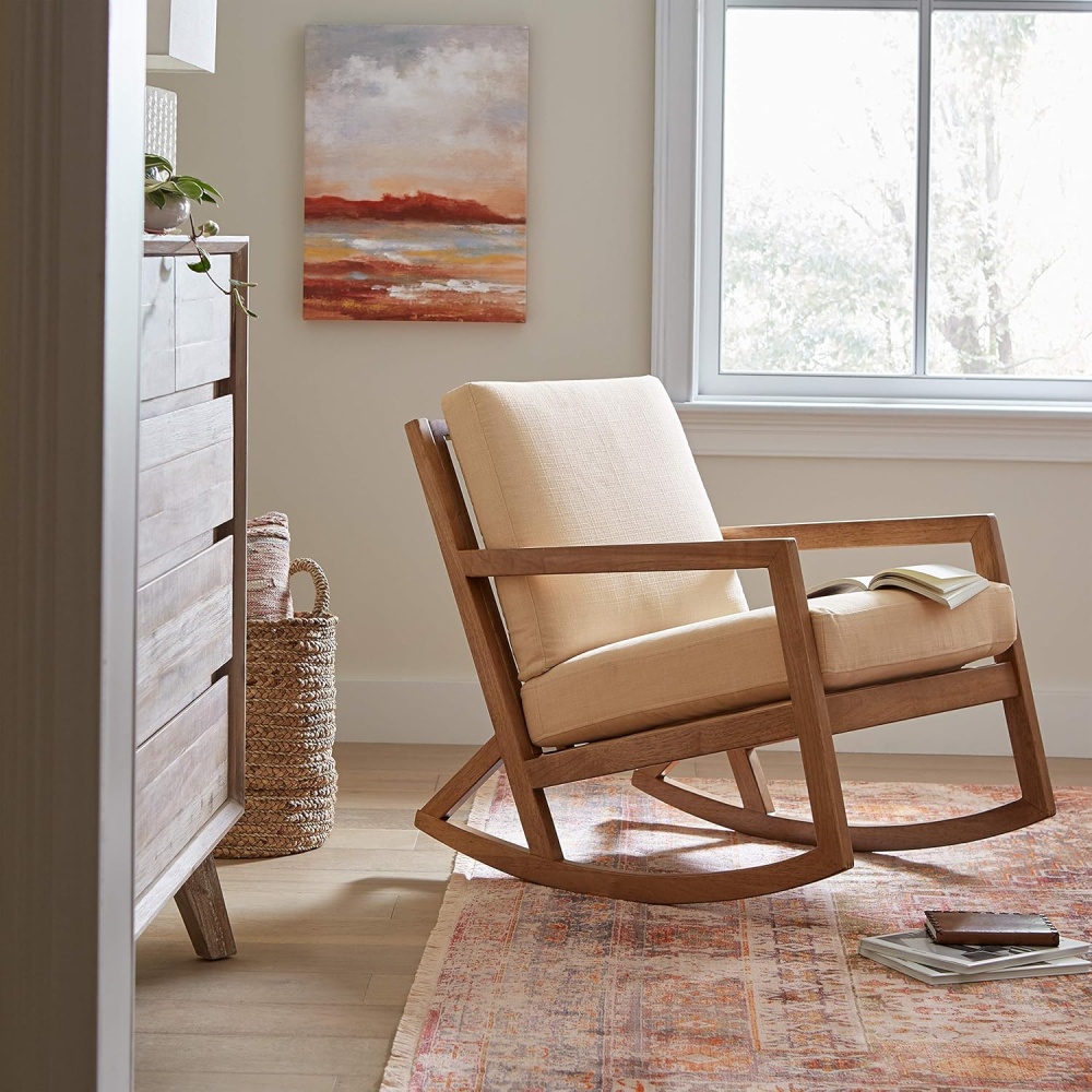WISP - Classic Style Medium Brown & Off-White Rocking Chair - Image 5
