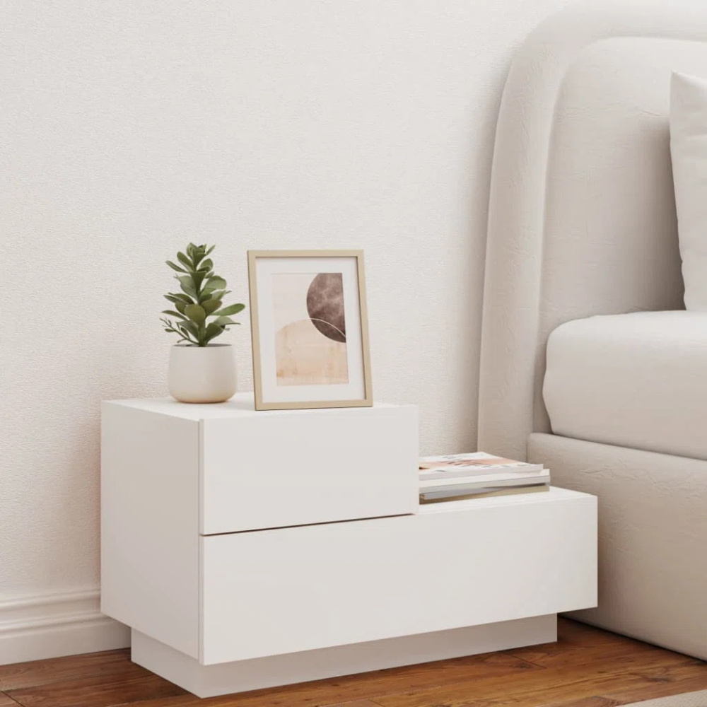 BURL - White Contemporary Design Nightstand