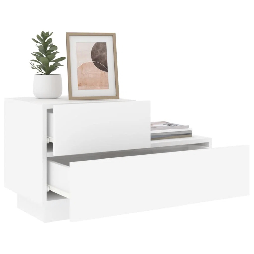 BURL - White Contemporary Design Nightstand - Image 2