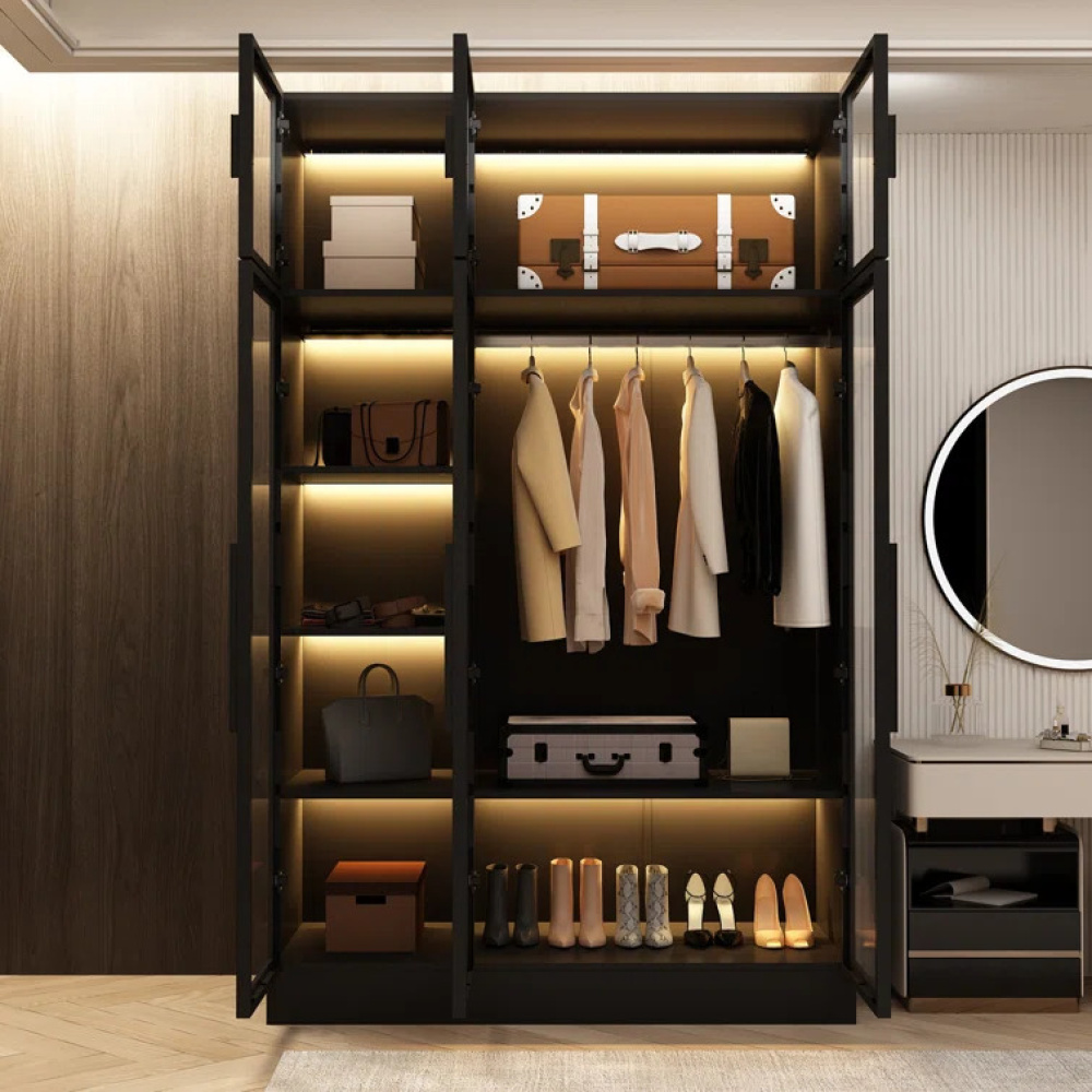 VELARE - Sleek Contemporary Design Black Wardrobe - Image 2