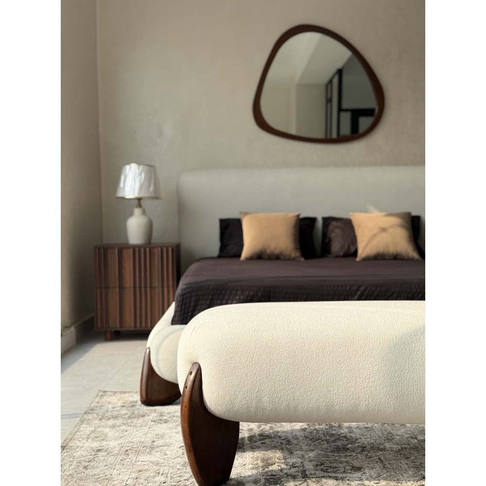 WELCO - White Boucle with Boomerang Legs Bedroom Set - Image 2