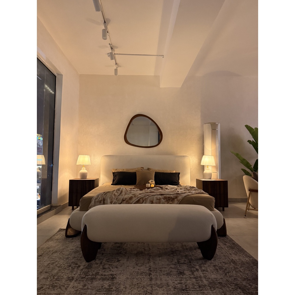 WELCO - White Boucle with Boomerang Legs Bedroom Set - Image 9