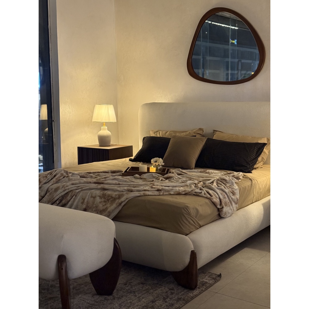 WELCO - White Boucle with Boomerang Legs Bedroom Set - Image 8