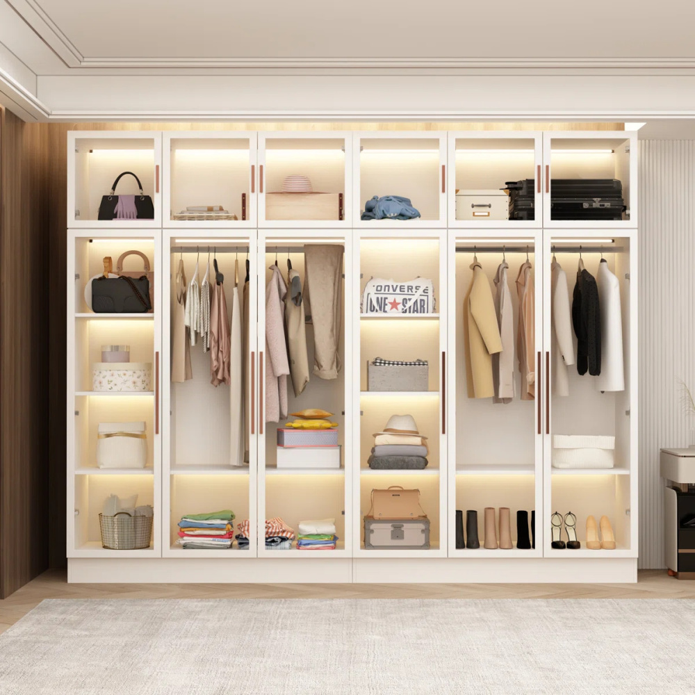 LUSTRE - Pristine White Six Door Modular Wardrobe