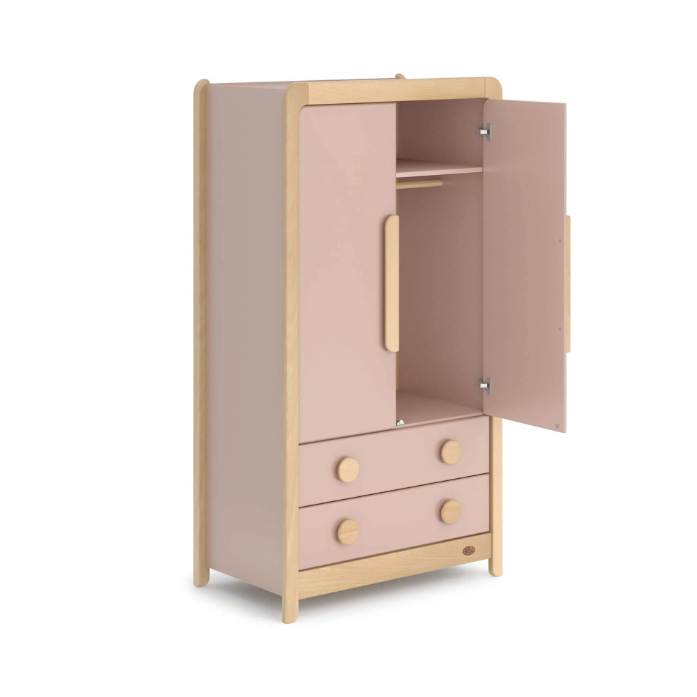 SALLY - Chunky Style Dusty Pink & Oak Brown Kids Wardrobe - Image 3