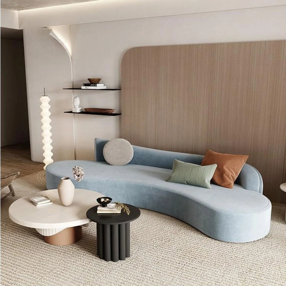 CRESCENT - Light Blue Curved Sofa
