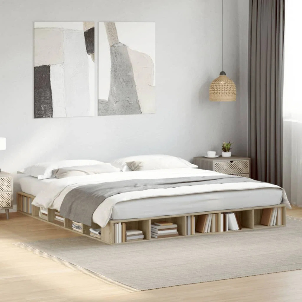 OAKLYN - King Size Platform Bed with Open Compartments