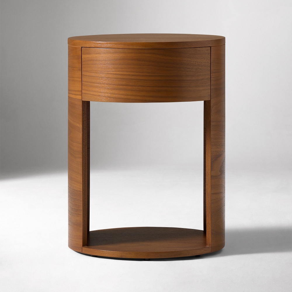 TWIRL - Minimalist Walnut Brown Round Nightstand - Image 2
