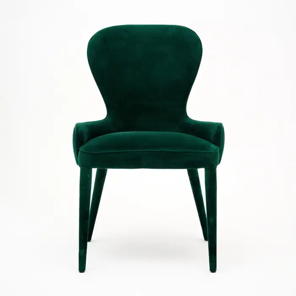 EMERELLE - Curved Back Emerald Green Vanity Chair - Image 2