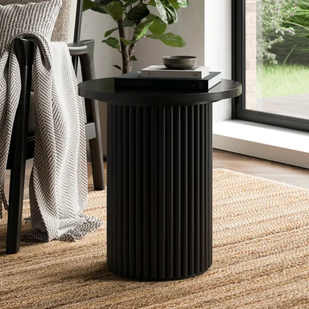 PILLAR - Minimalist Design Black Round End Table