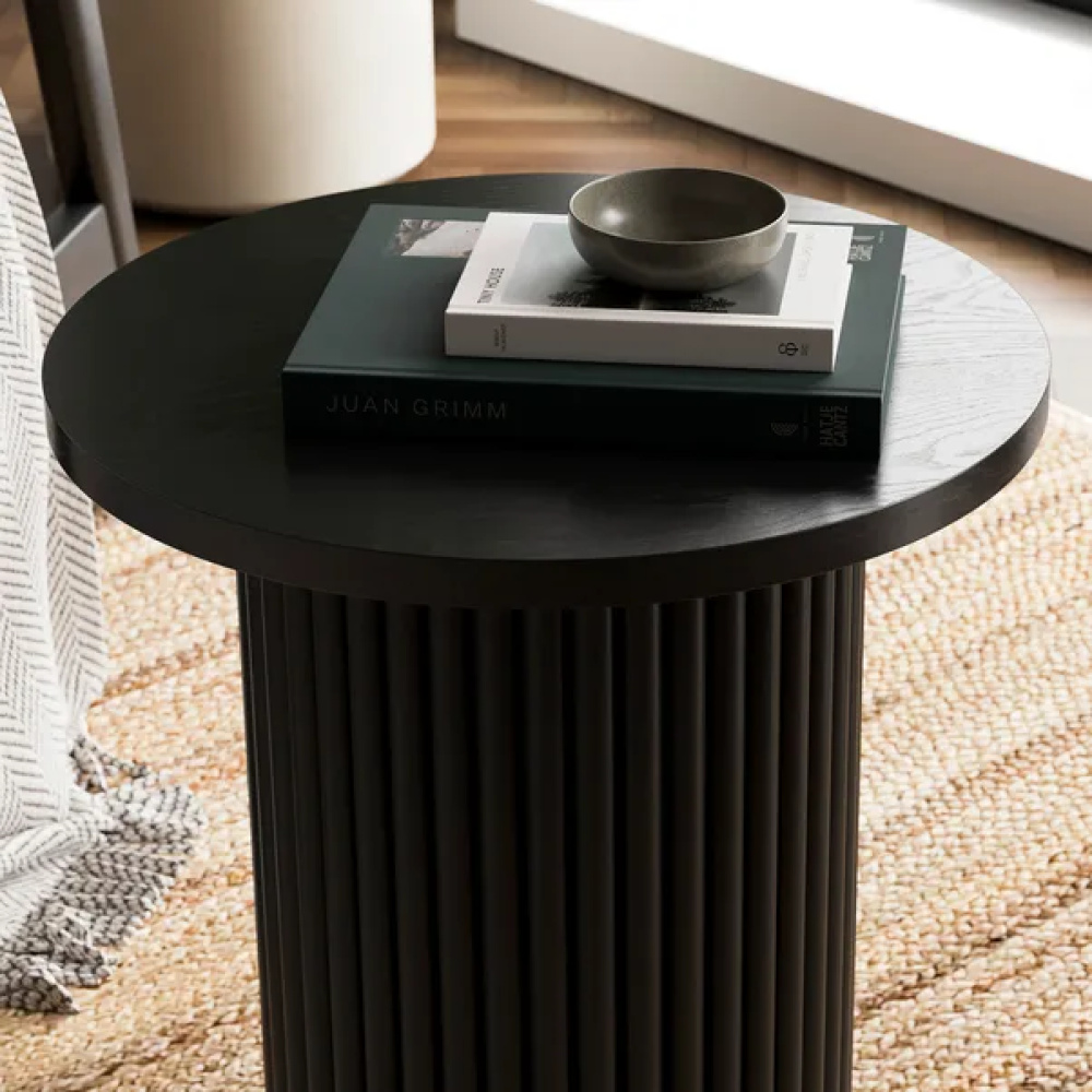PILLAR - Minimalist Design Black Round End Table - Image 2
