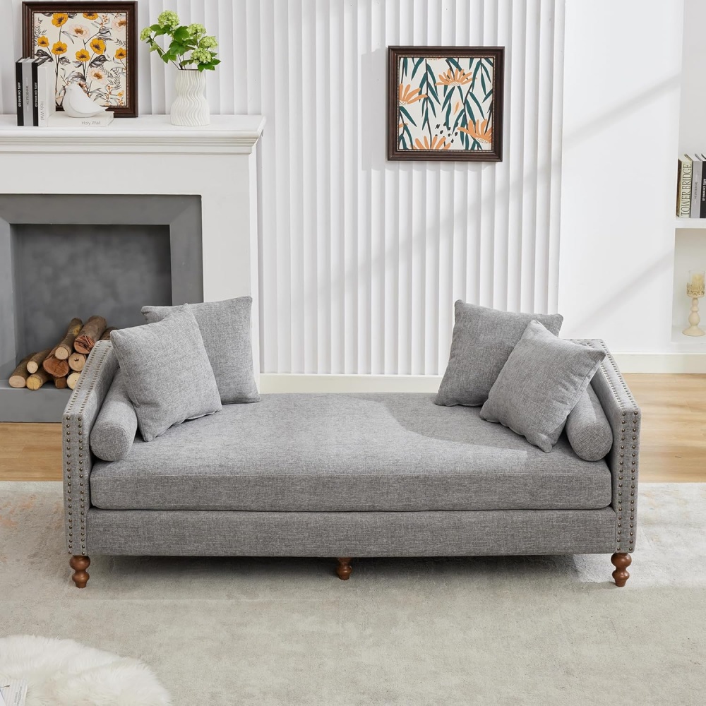 VELIN - Vintage Style Grey Chaise Lounge