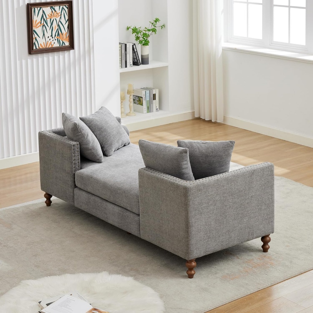 VELIN - Vintage Style Grey Chaise Lounge - Image 5