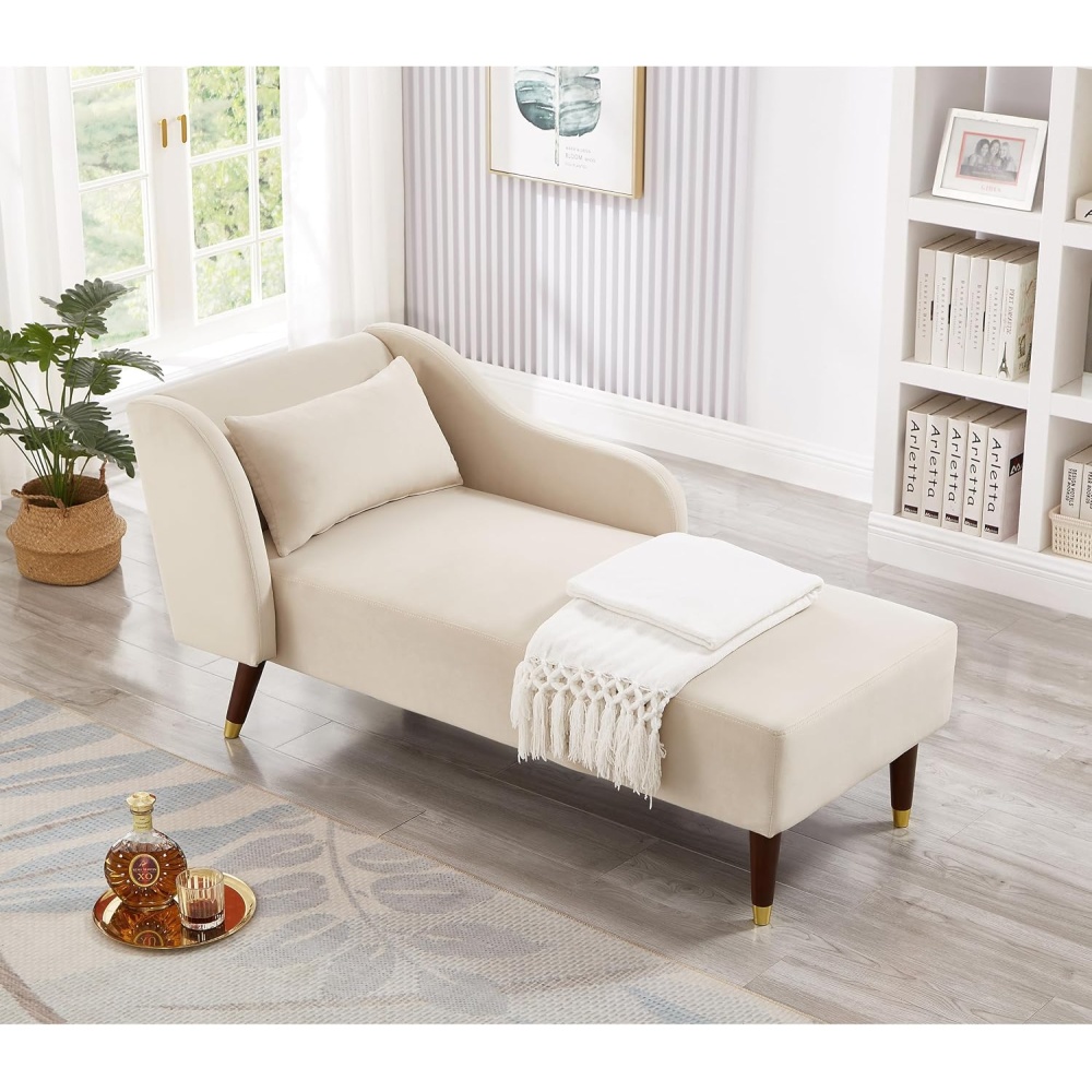 POISE - Classic Style Light Beige Chaise Lounge - Image 2
