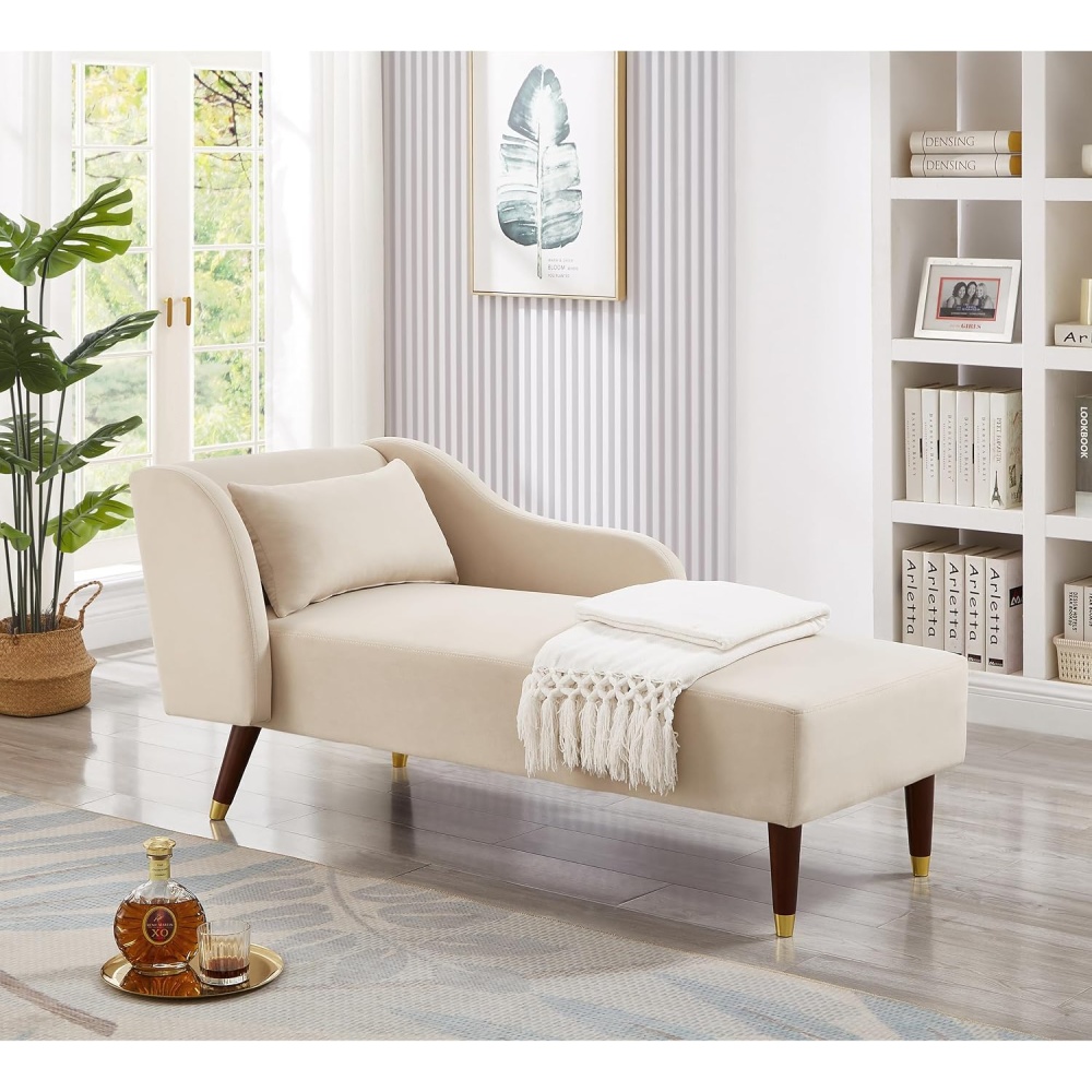 POISE - Classic Style Light Beige Chaise Lounge - Image 3