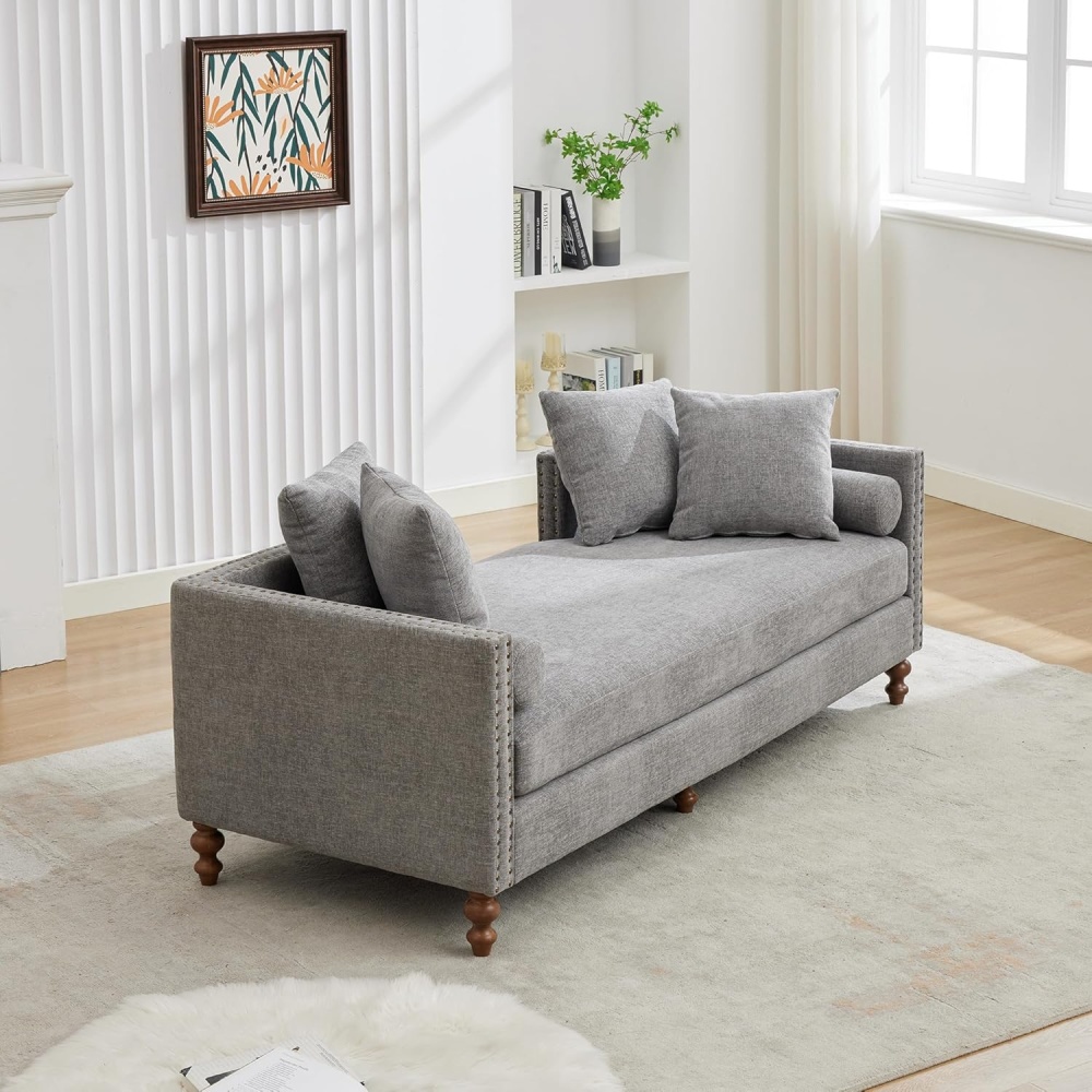 VELIN - Vintage Style Grey Chaise Lounge - Image 4
