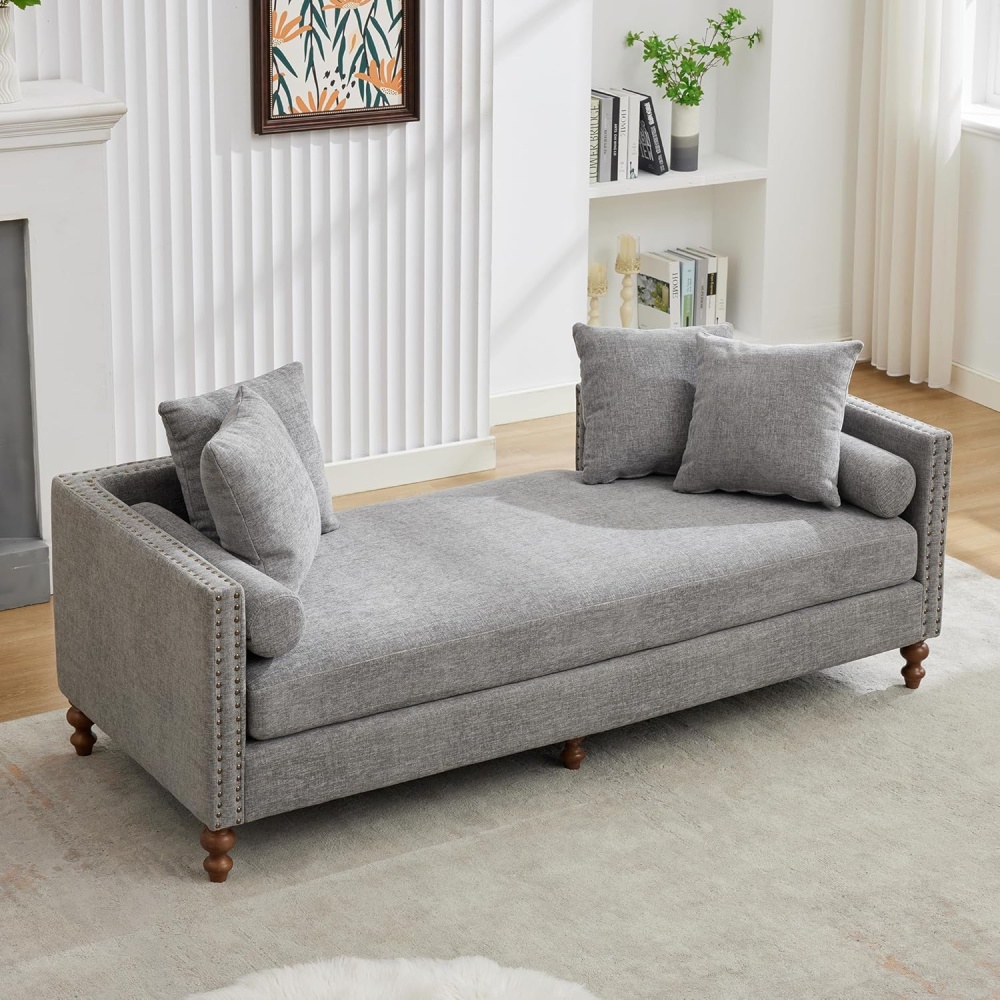 VELIN - Vintage Style Grey Chaise Lounge - Image 3