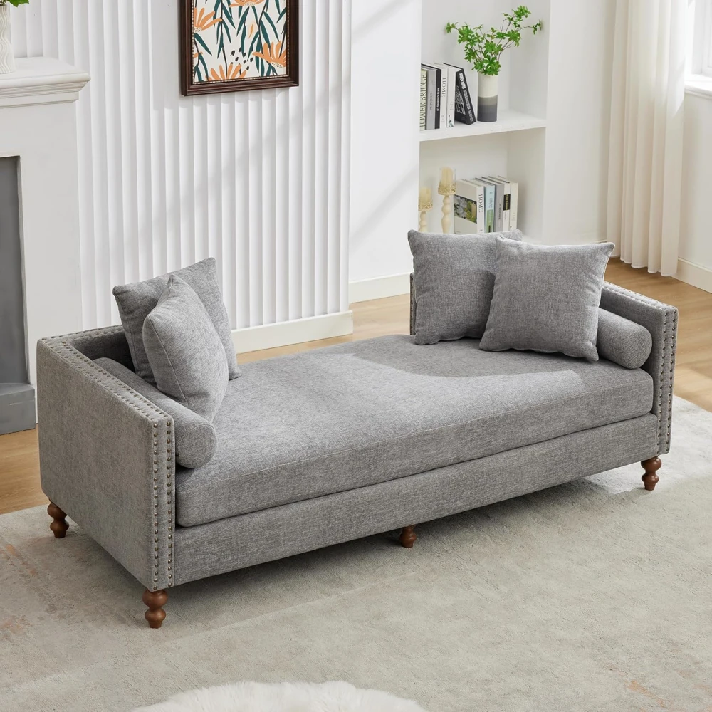 VELIN - Mid Century Style Grey Chaise Lounge - Image 3