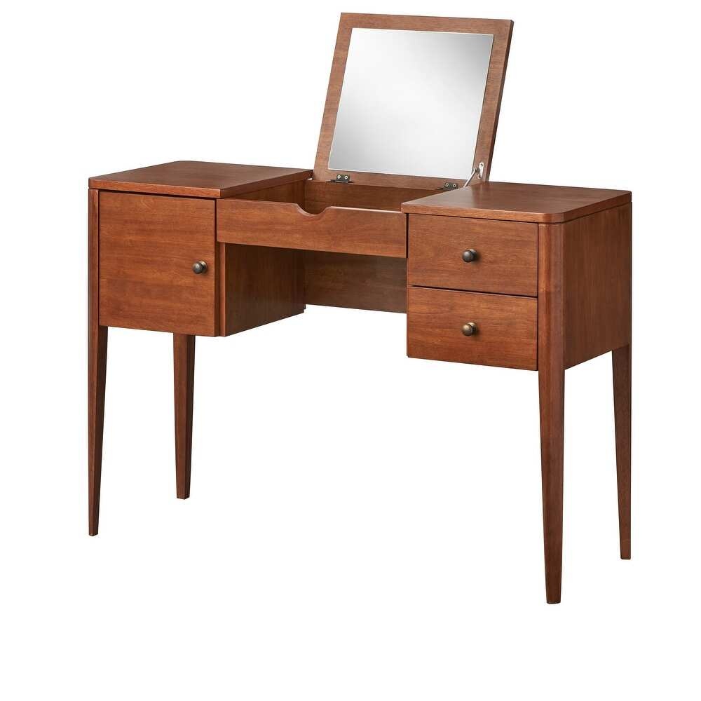 BRISA - Vintage Style Vanity Table with Folding Mirror - Image 3