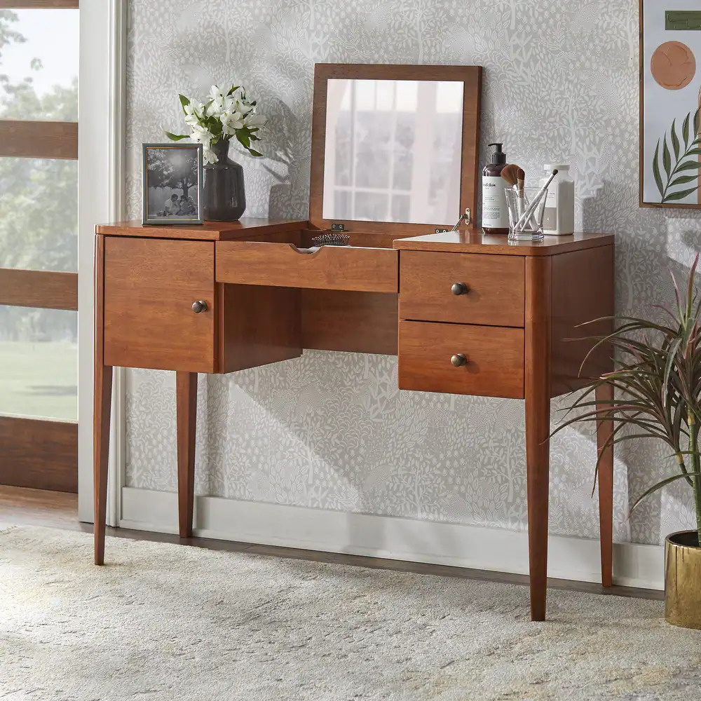 BRISA - Vintage Style Vanity Table with Folding Mirror