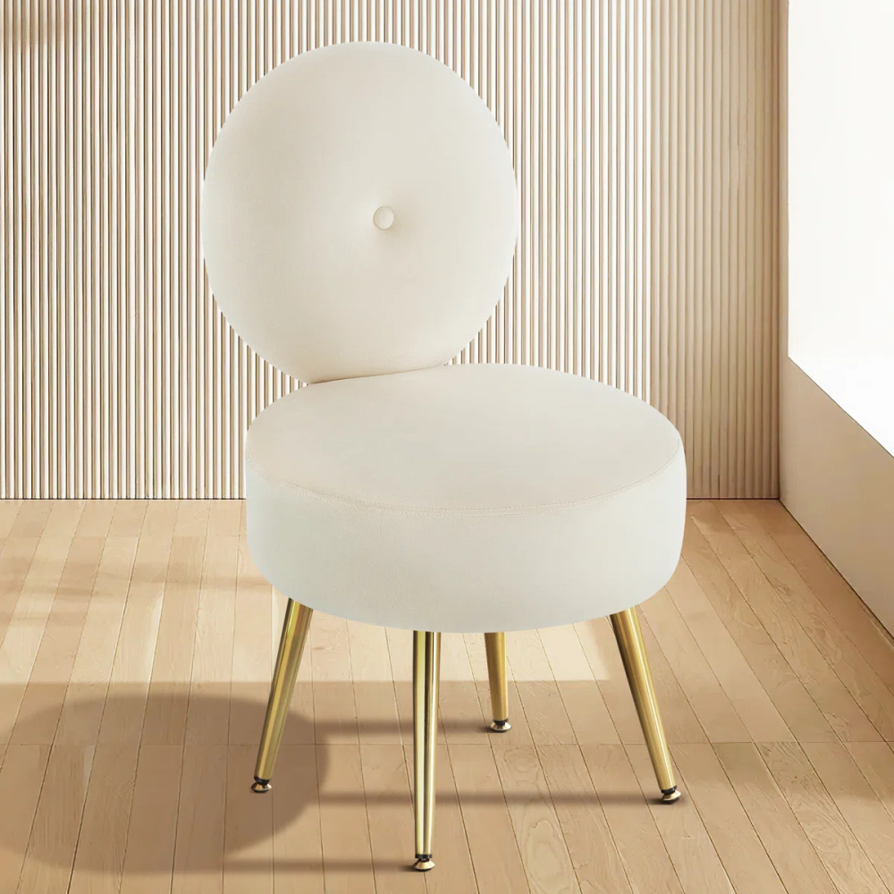 ZELVA - Donut Shape Vanity Chair with Metallic Legs - Image 6