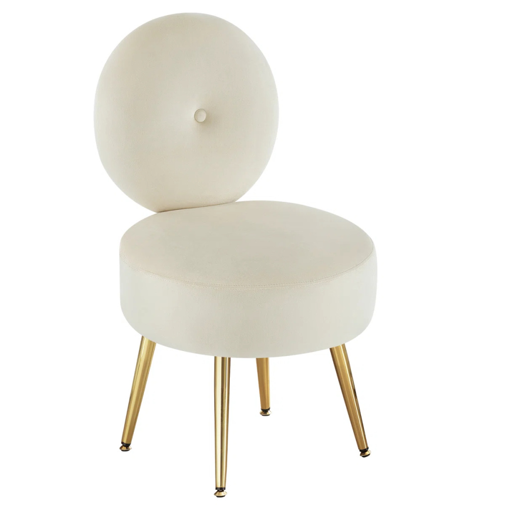 ZELVA - Donut Shape Vanity Chair with Metallic Legs - Image 8