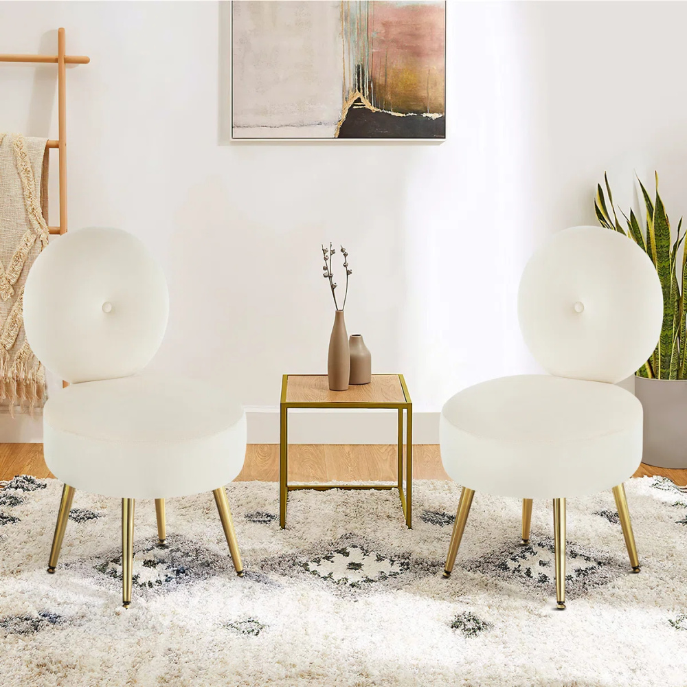 ZELVA - Donut Shape Vanity Chair with Metallic Legs - Image 7