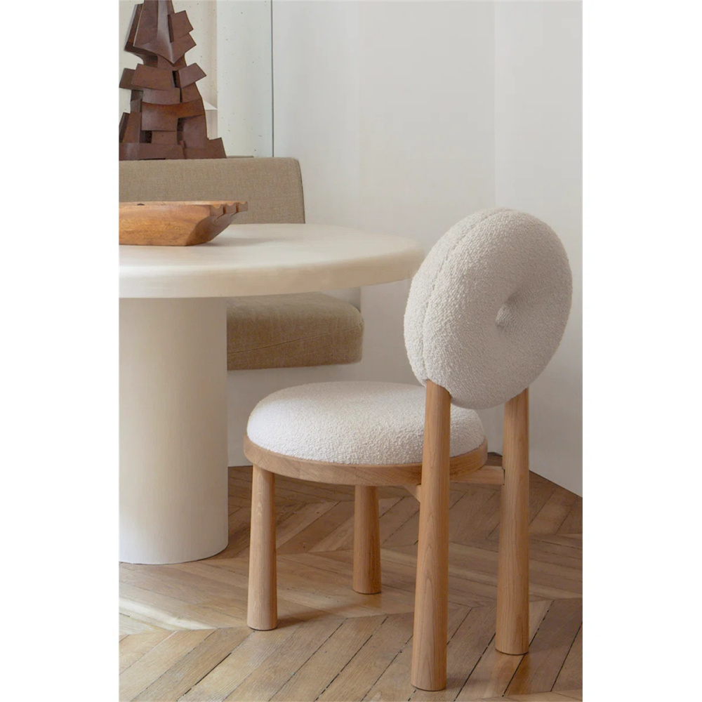 DEW - Oak Brown & White Donut Backrest Vanity Chair - Image 3