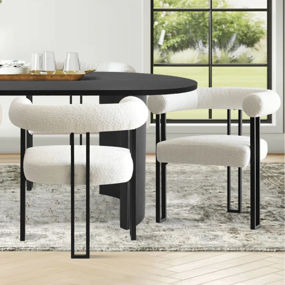 KIVO - Abstract Design Black & White Dining Table Set - Image 2