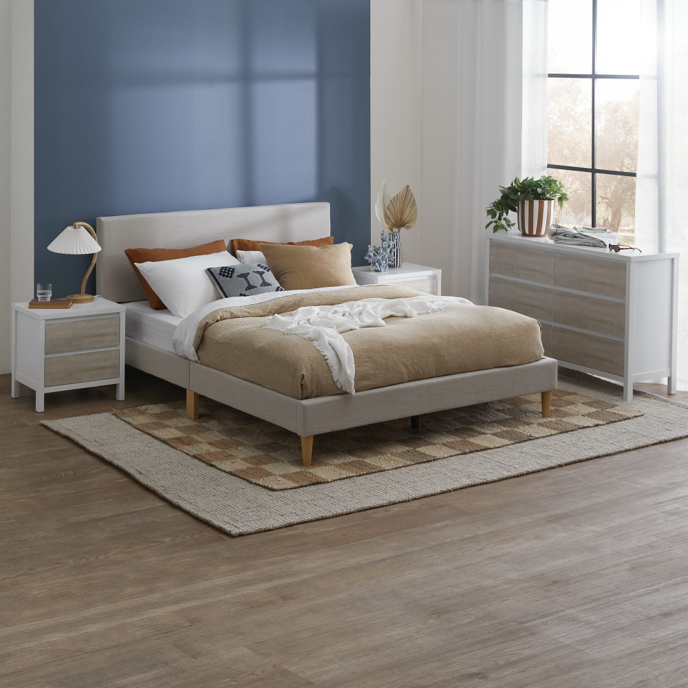 DUNLEY - Minimalist Design Beige and White Bedroom set