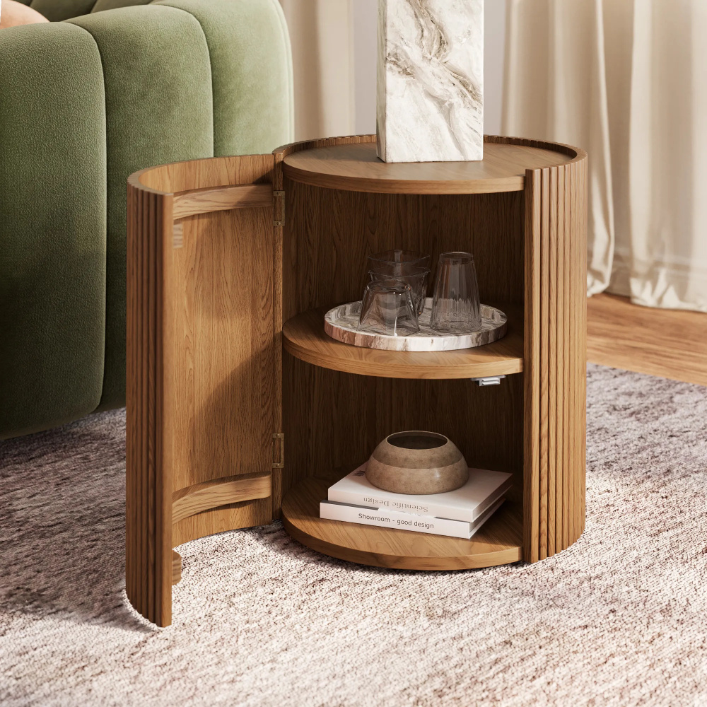 SOJORN - Classic Contemporary Style Round Storage End Table - Image 3