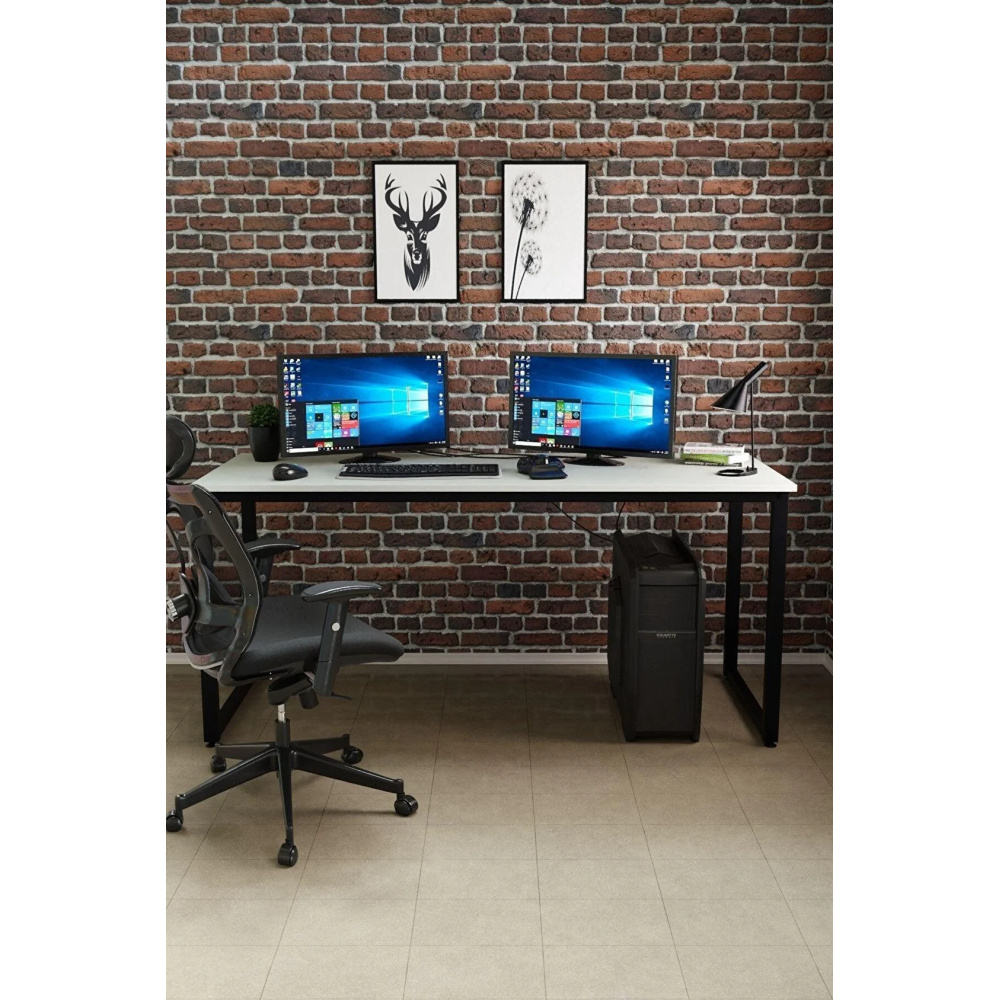 ORBIX - Minimalist Writing Desk with metallic Frame - Image 3