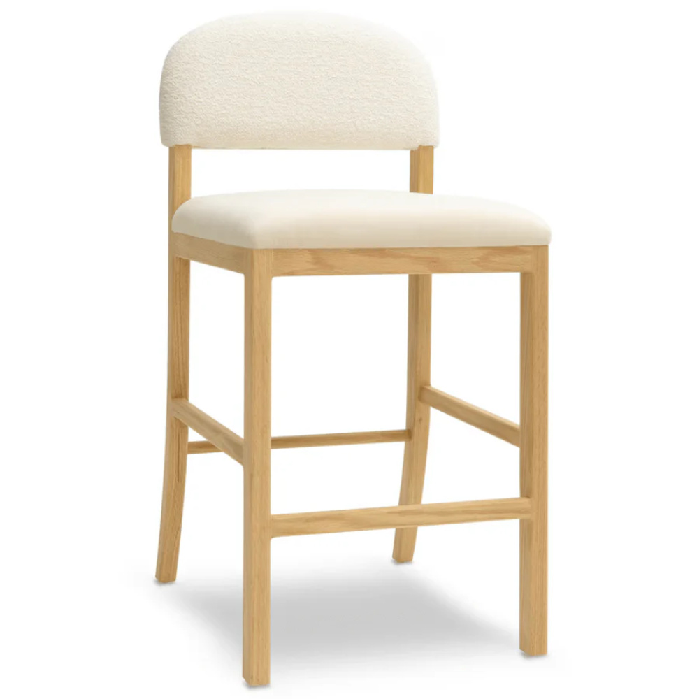 CALISEL - Coastal Inspired Oak Brown & White Barstool
