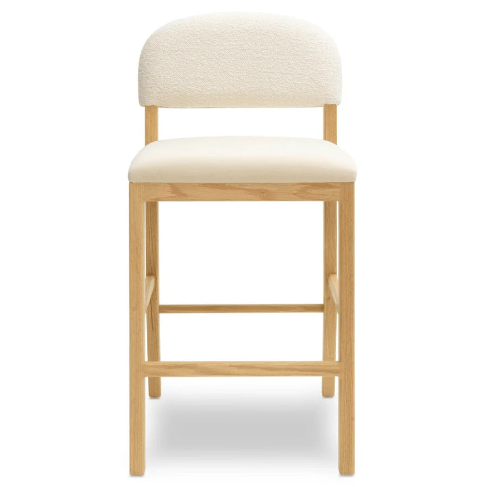 CALISEL - Coastal Inspired Oak Brown & White Barstool - Image 2