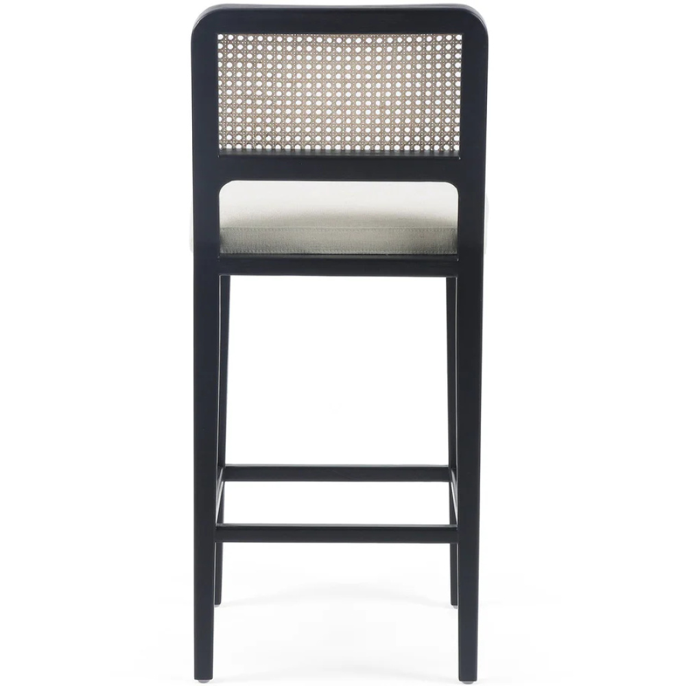 COZAL - Mid Century Style Barstool with Cane Work Back - Image 4