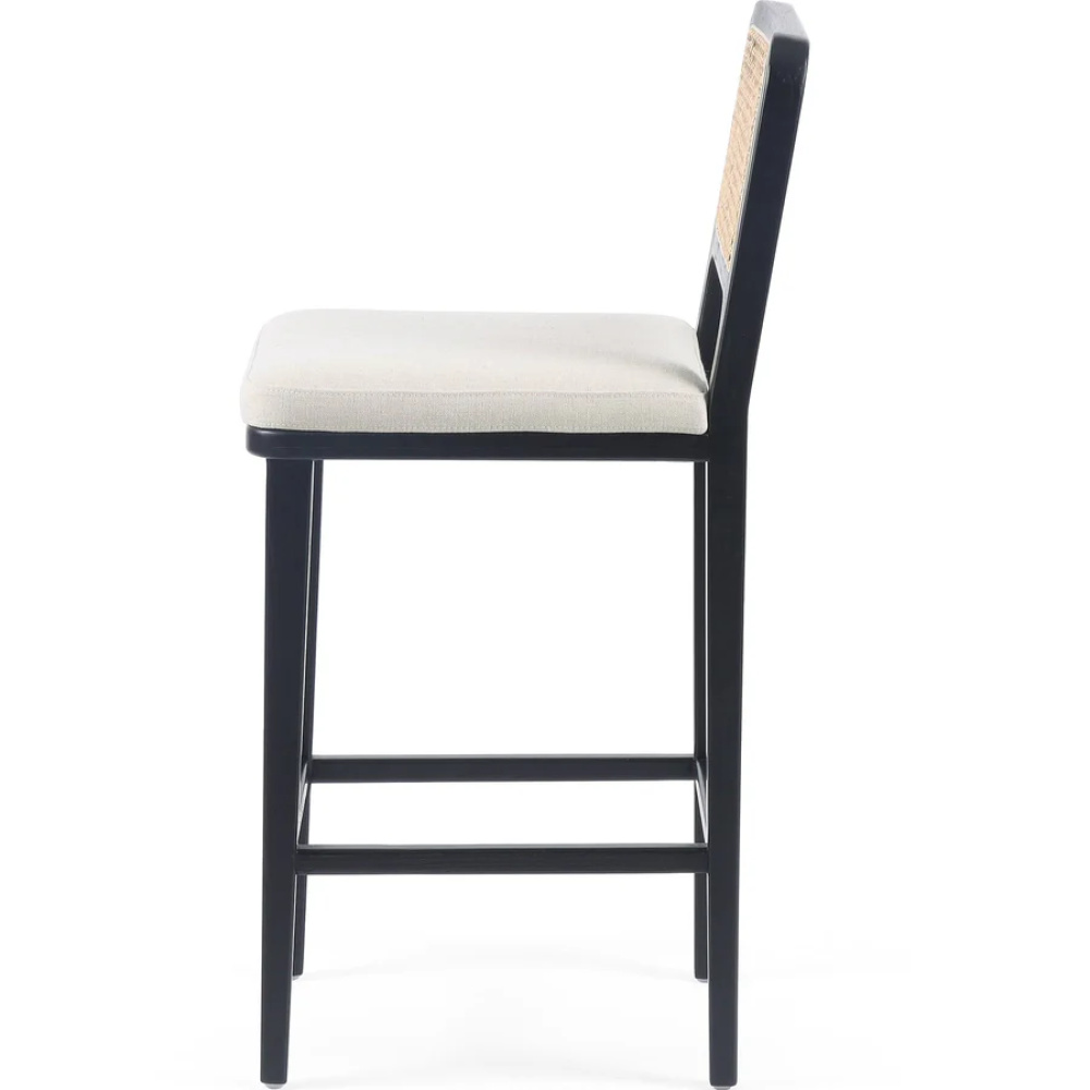COZAL - Mid Century Style Barstool with Cane Work Back - Image 3