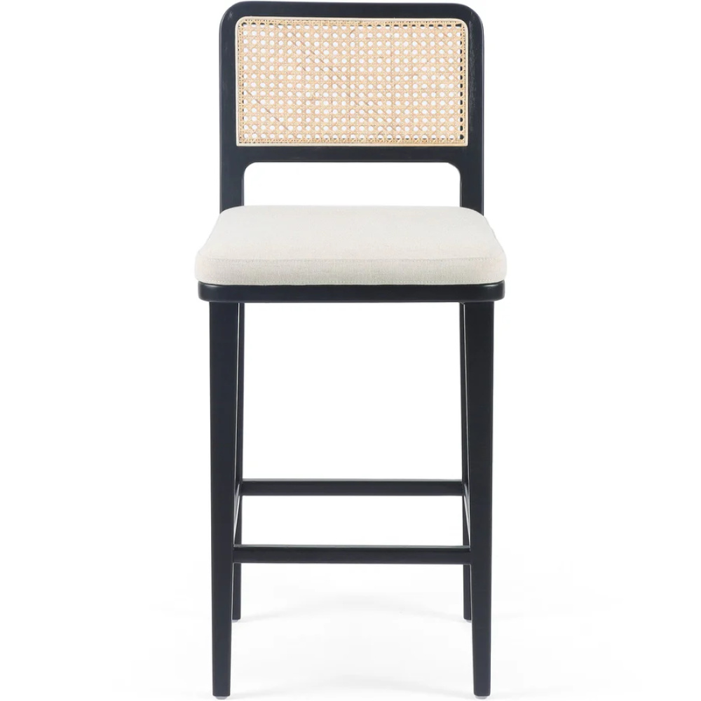 COZAL - Mid Century Style Barstool with Cane Work Back - Image 2