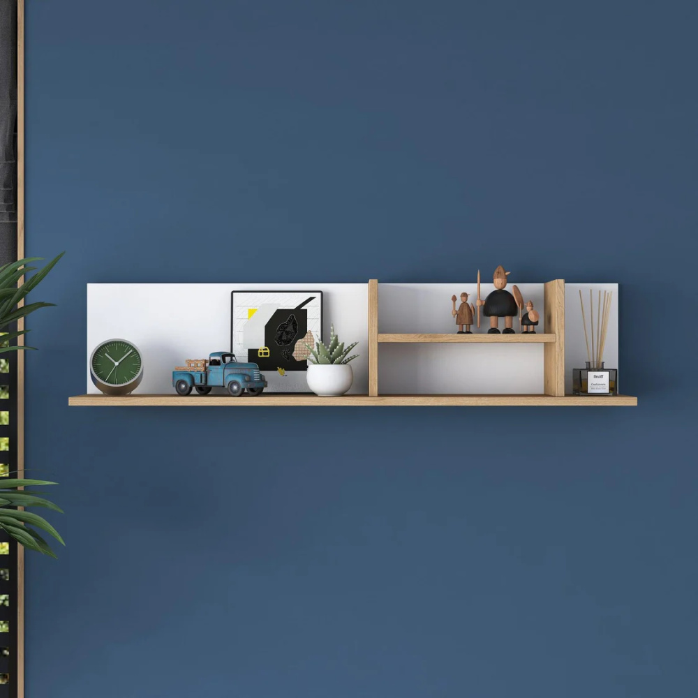 NEBA - White & Oak Brown Multifunctional Wall Shelf